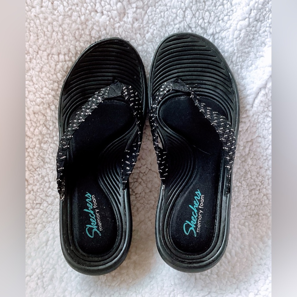 Skechers Black and Silver Women's Sandals